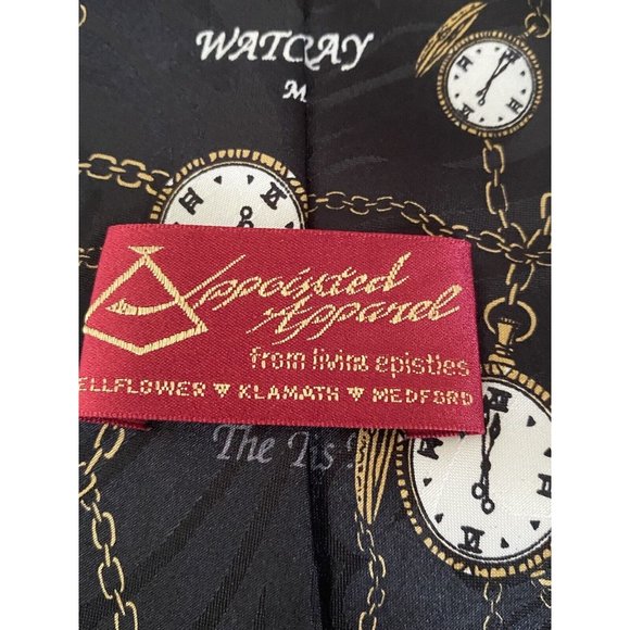 Appointed Apparel Watch and Pray Black Gold Christian Silk Tie Vintage 4" x 59" - Picture 16 of 16